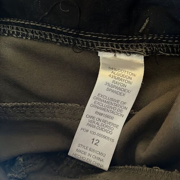 EXCELLENT CONDITION WOMENS 12 DEMOCRACY “AB” SOLUTION HI-RISE OLIVE GREEN PANTS - Picture 7 of 7